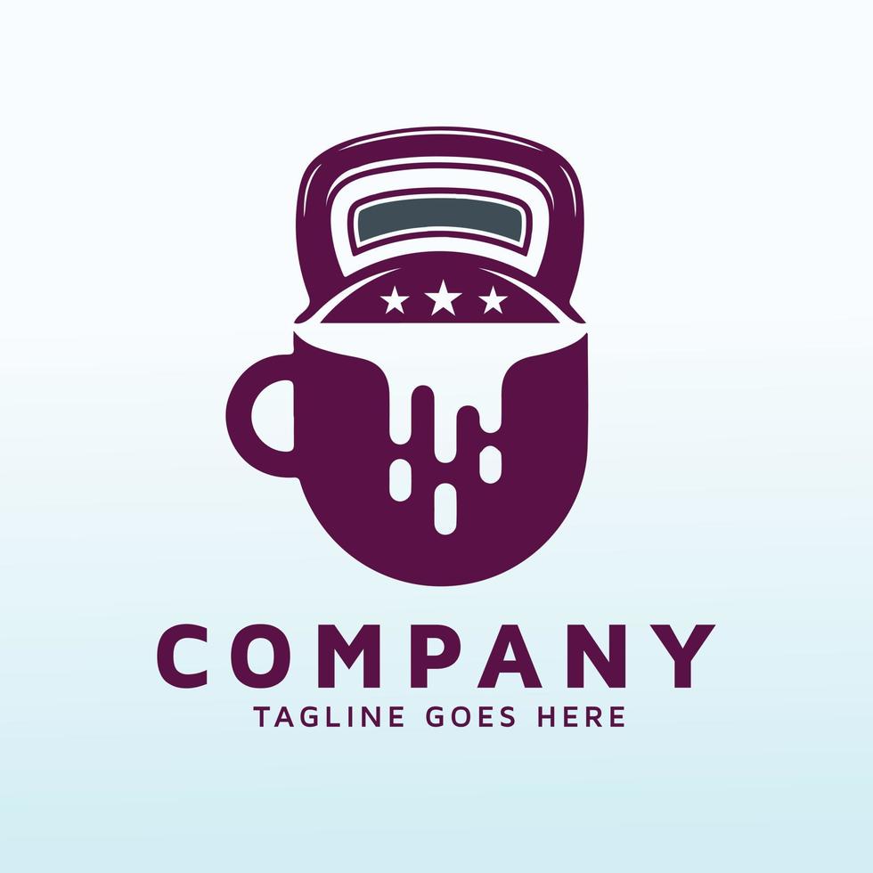 perfekt Kaffee Tasse Logo Design mit Fitness Symbol vektor