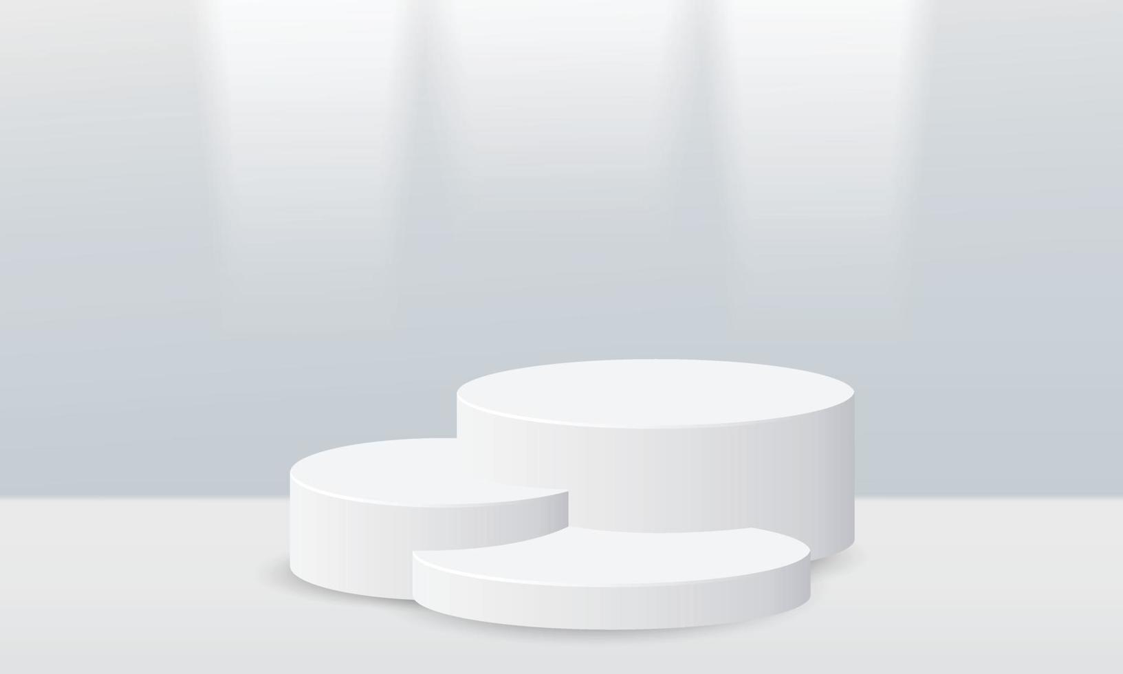 minimal 3d Anzeige Produkt minimal Szene mit geometrisch Podium Plattform Sammlung. modern Weiß Kreis Sockel Podium mit leeren Zimmer Hintergrund. Stand zu Show kosmetisch Produkte vektor