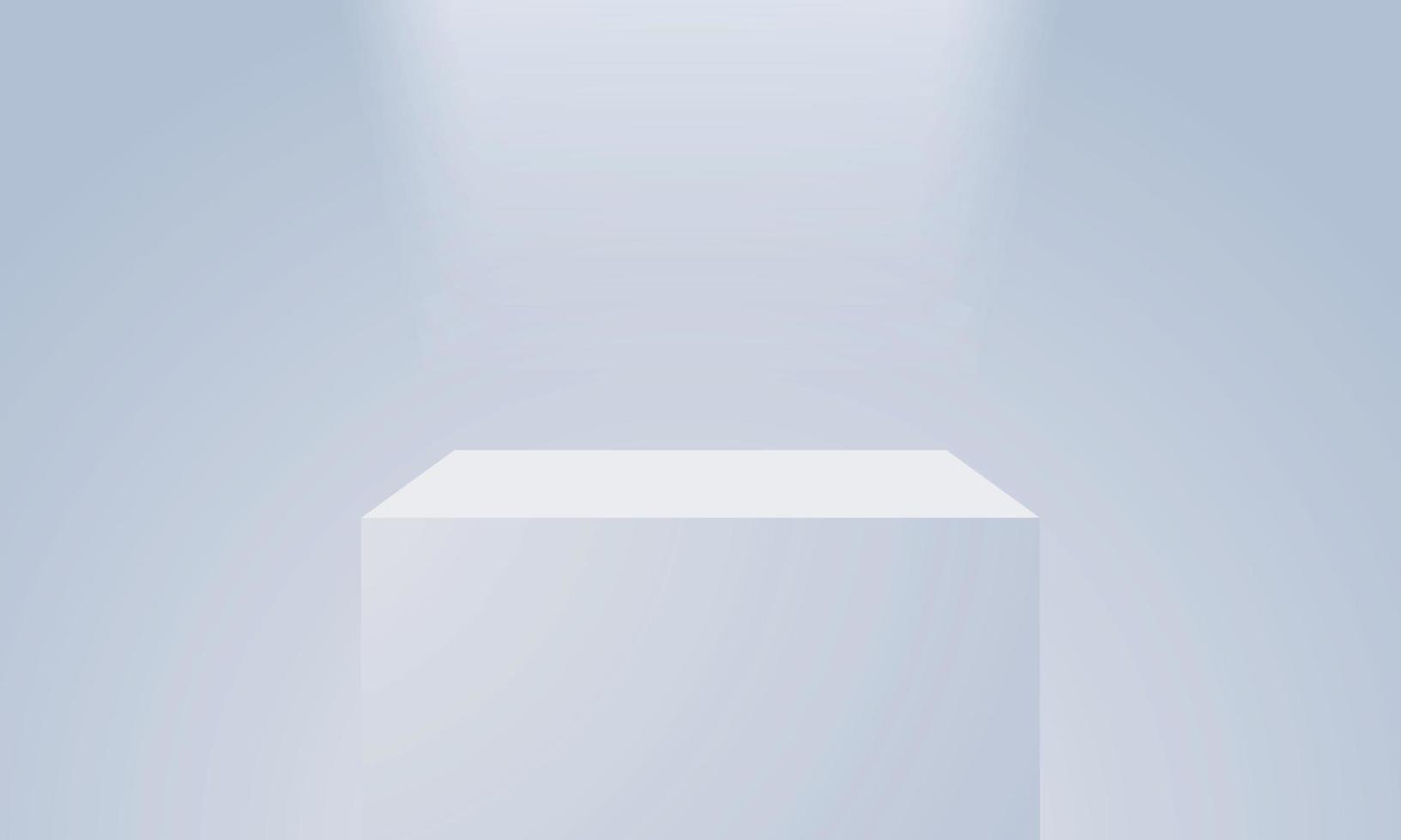 minimal 3d visa produkt minimal scen med geometrisk podium plattform. modern mjuk blå kub piedestal podium med tömma rum bakgrund vektor