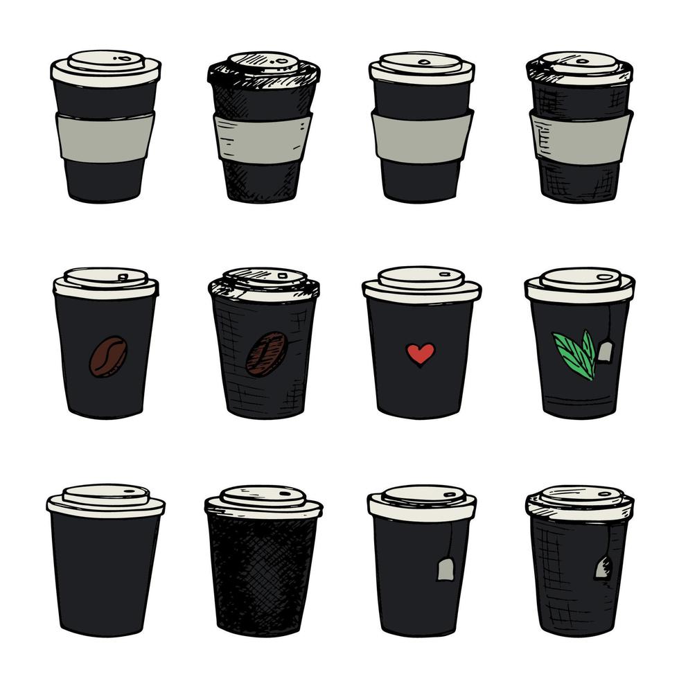 söt kopp av te och kaffe illustration. enkel kopp ClipArt. mysigt Hem klotter uppsättning vektor