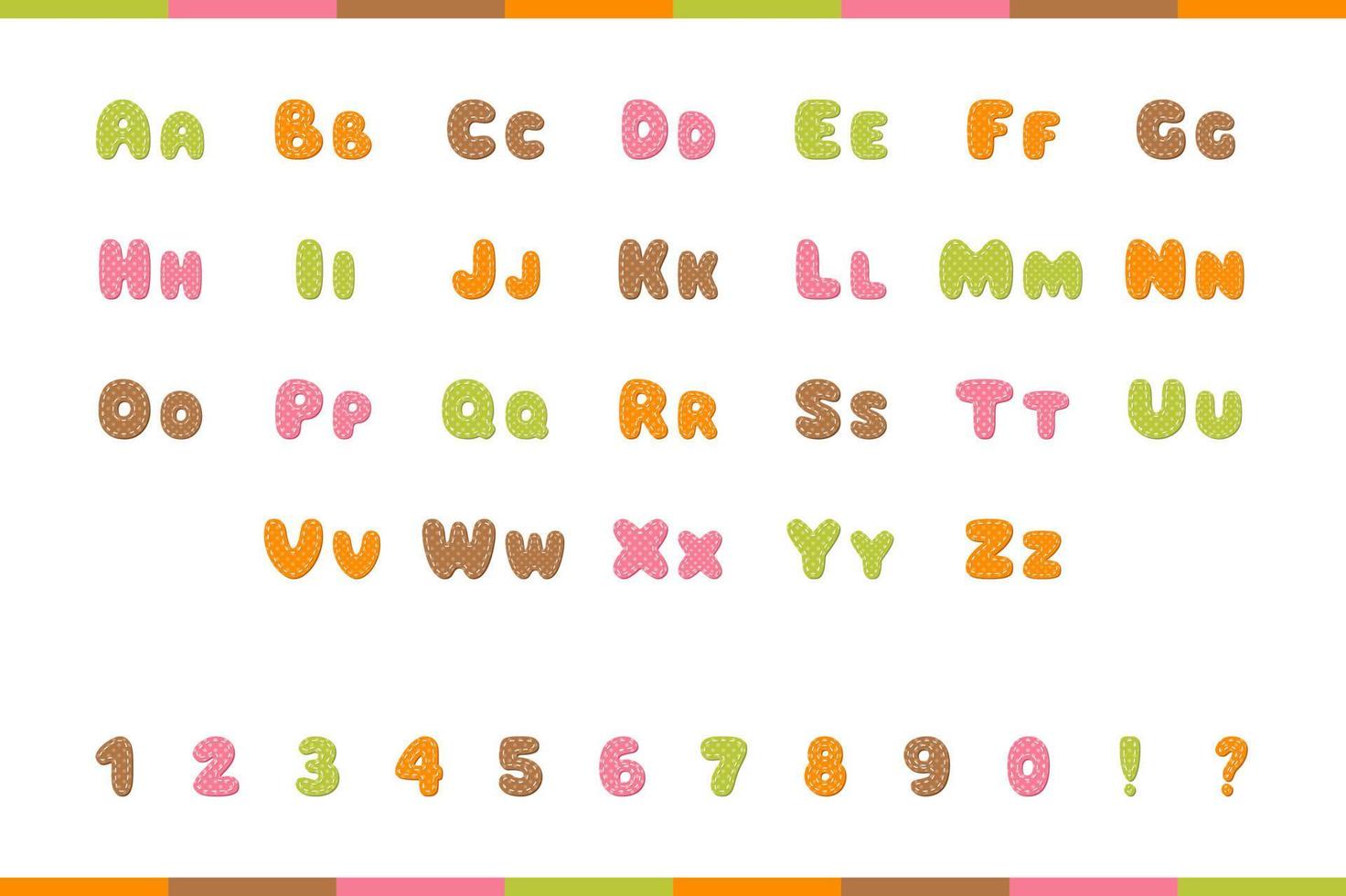 stygn alfabet i tecknad serie stil vektor