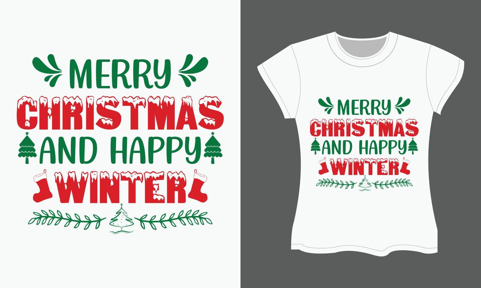 Weihnachten svg T-Shirt Design, fröhlich Weihnachten und glücklich Winter vektor