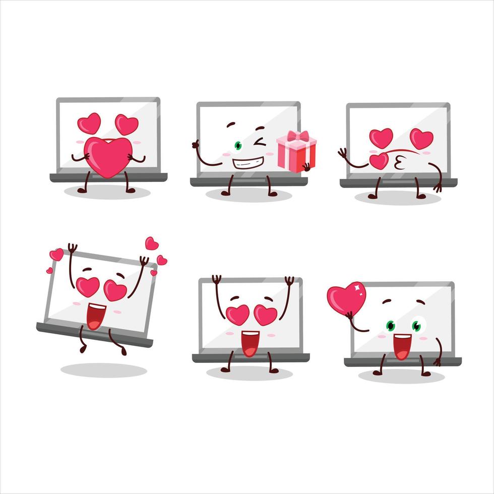 Laptop Karikatur Charakter mit Liebe süß Emoticon vektor