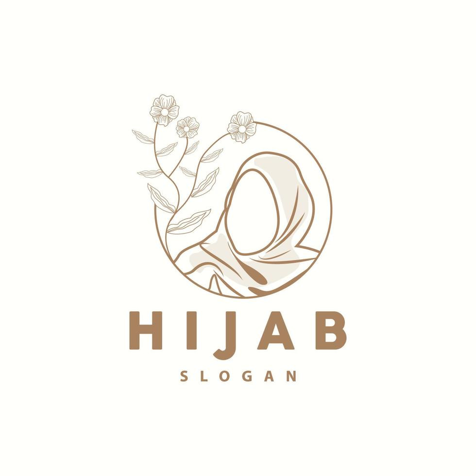 Hijab-Logo, Vektormarke für Modeprodukte, Hijab-Boutique-Design für muslimische Frauen vektor