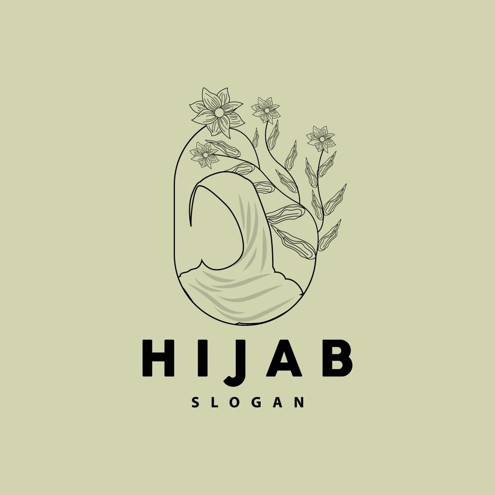 Hijab-Logo, Vektormarke für Modeprodukte, Hijab-Boutique-Design für muslimische Frauen vektor