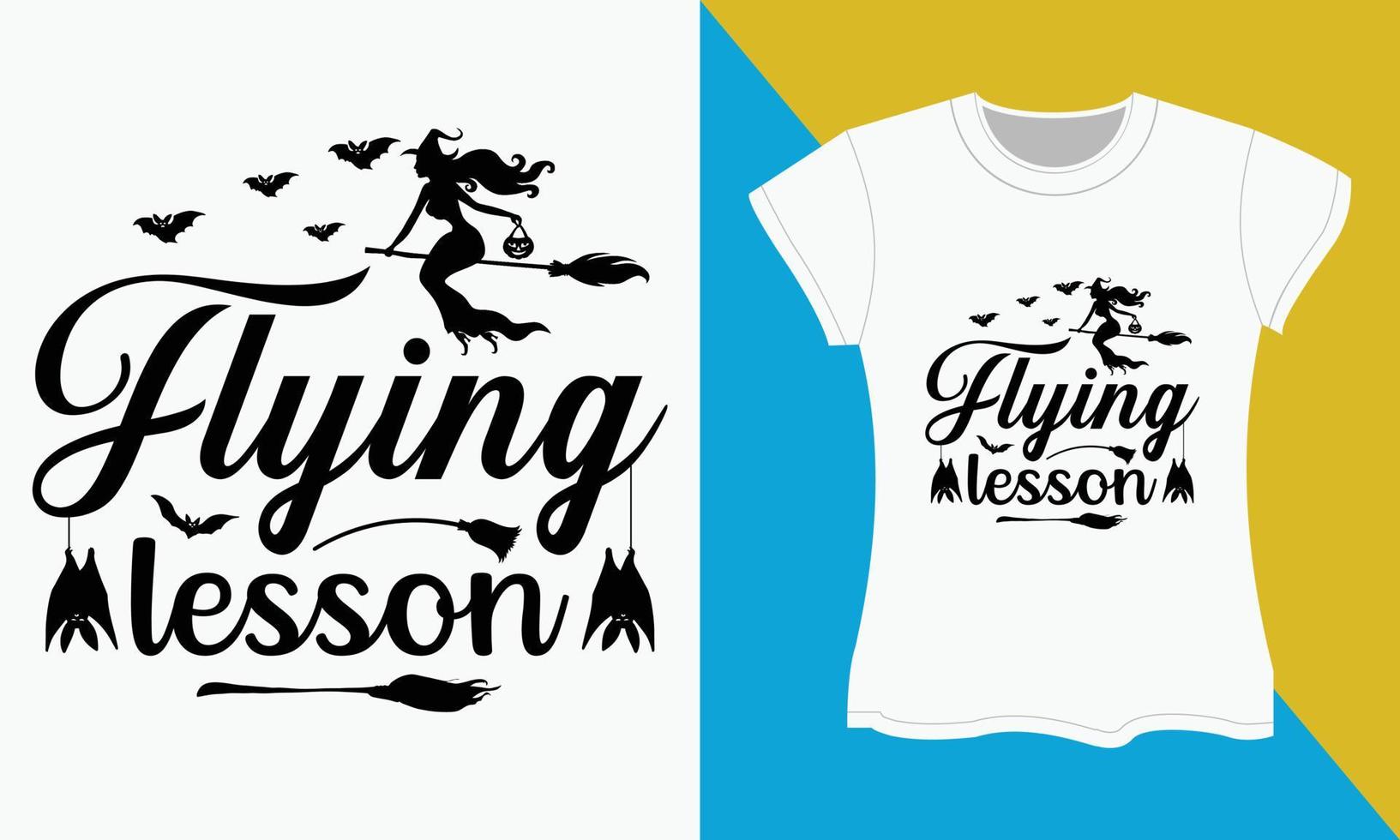 halloween typografi t-shirt design, flygande lektion vektor
