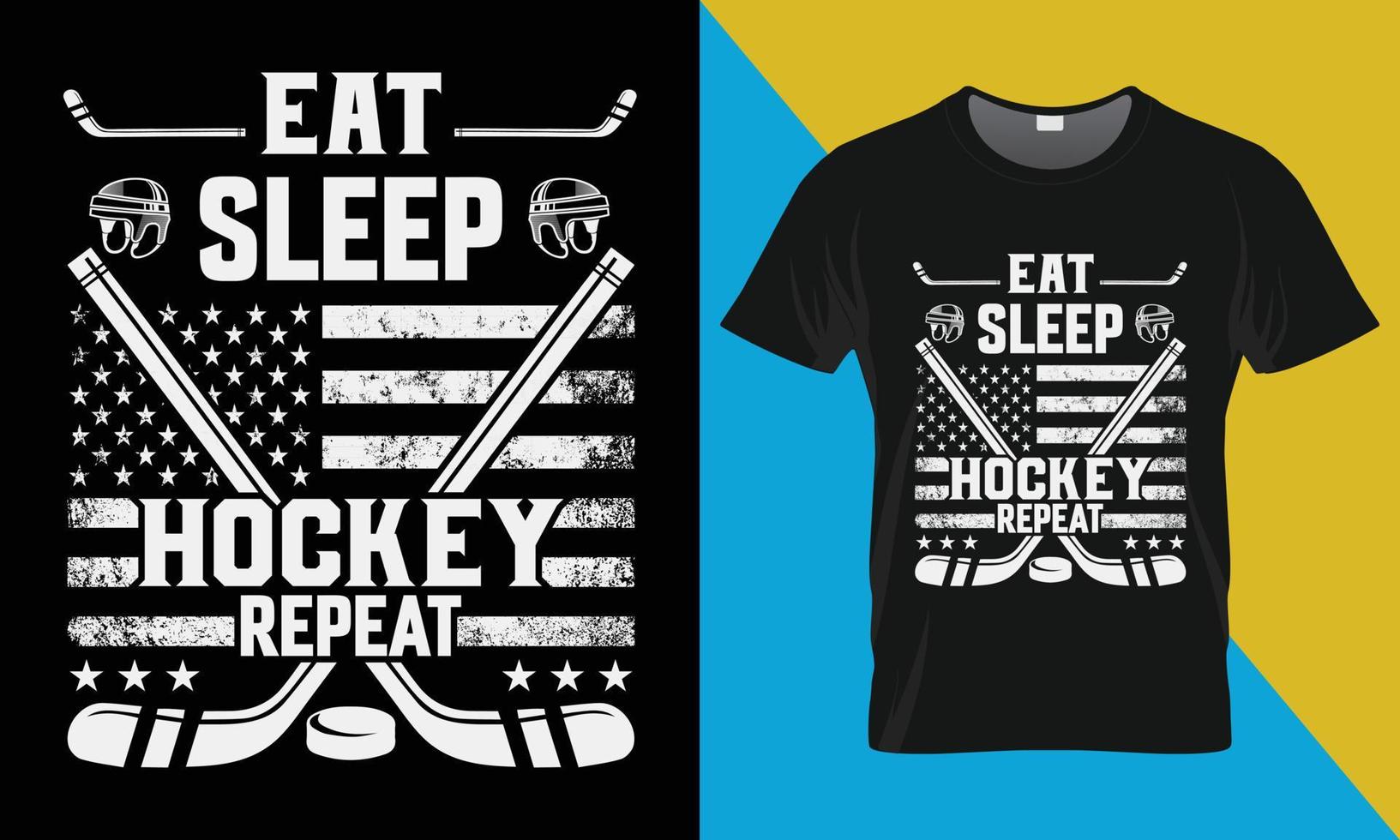 Eishockey Typografie T-Shirt Design, Essen Schlaf Eishockey wiederholen vektor