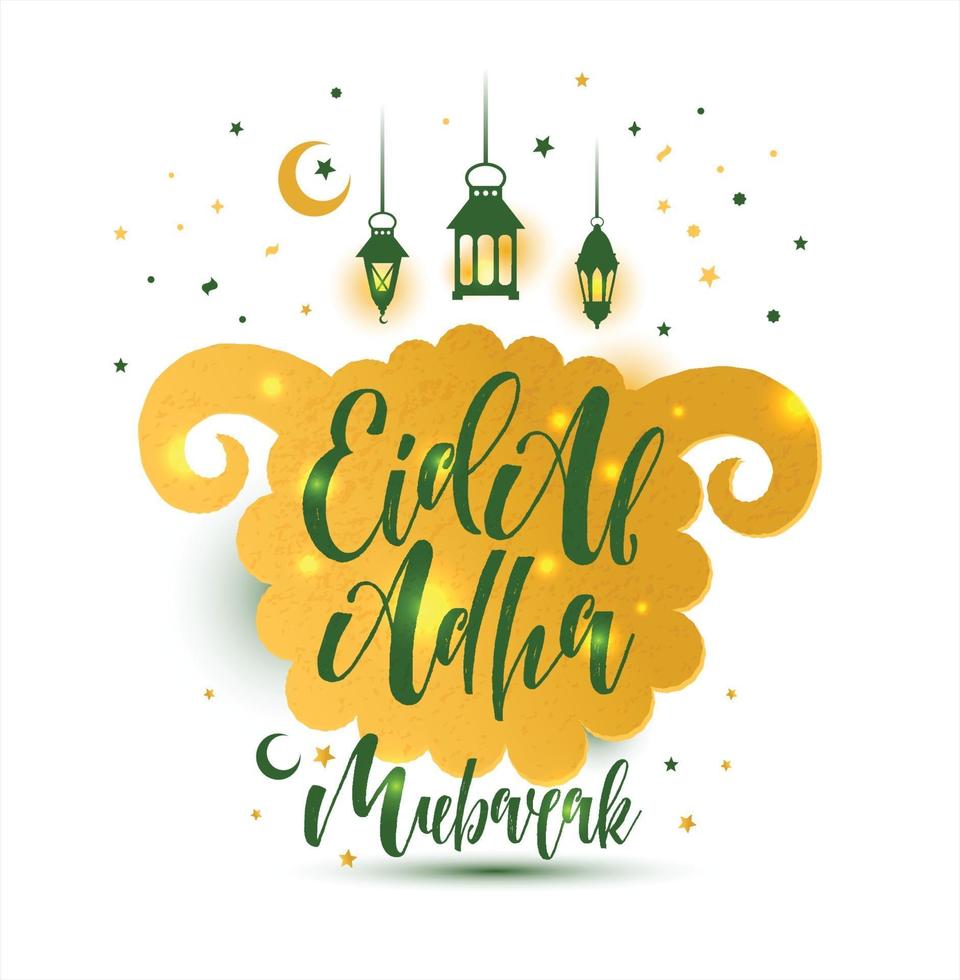 eid al adha Kalligraphietext mit Schafillustration für eid mubarak Feierhintergrund. vektor