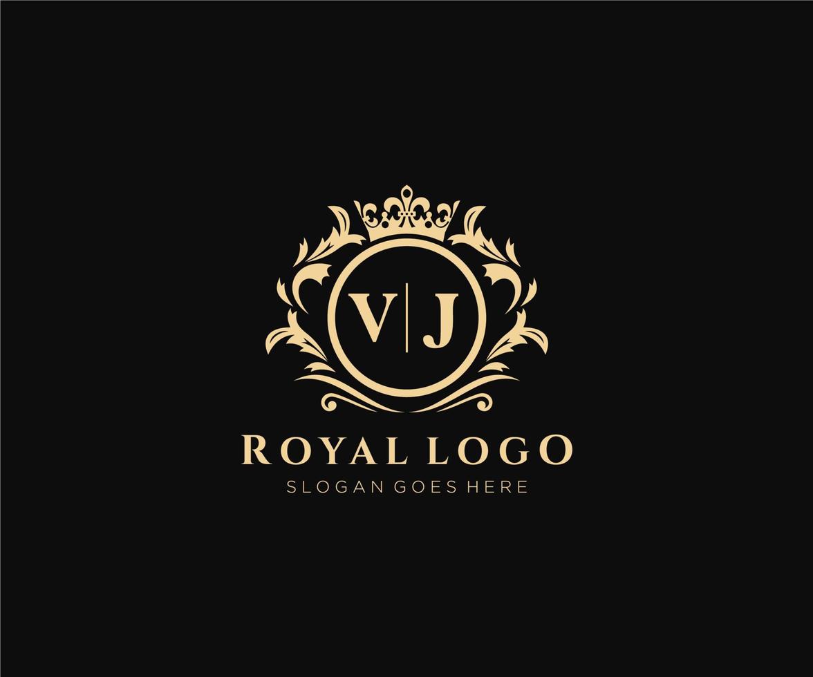 Initiale vj Brief luxuriös Marke Logo Vorlage, zum Restaurant, Königtum, Boutique, Cafe, Hotel, heraldisch, Schmuck, Mode und andere Vektor Illustration.