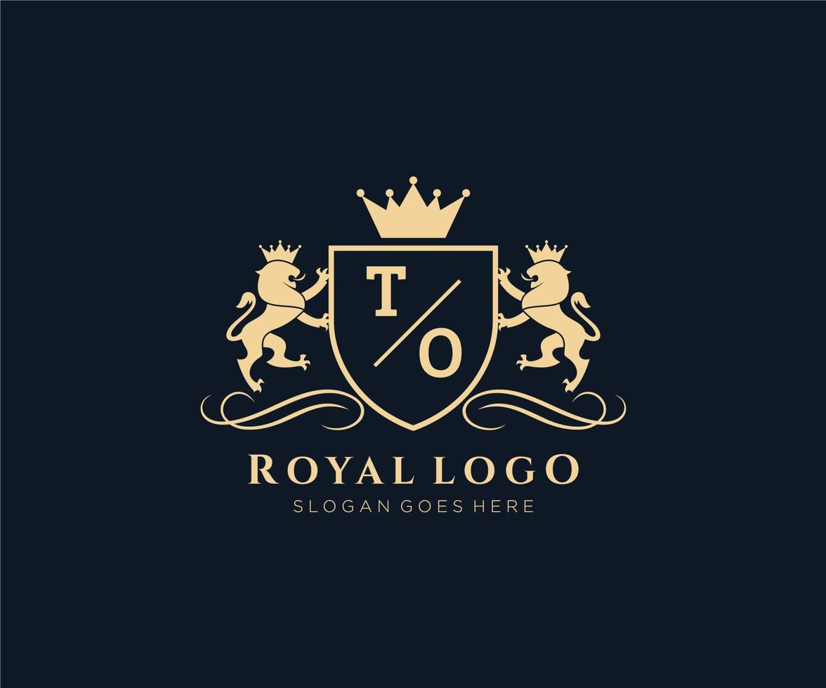 Initiale zu Brief Löwe königlich Luxus heraldisch, Wappen Logo Vorlage im Vektor Kunst zum Restaurant, Königtum, Boutique, Cafe, Hotel, heraldisch, Schmuck, Mode und andere Vektor Illustration.