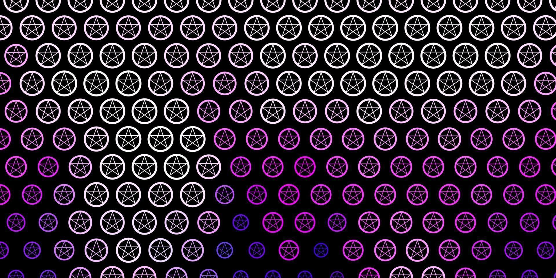dunkelrosa Vektorhintergrund mit Mysteriumsymbolen. vektor