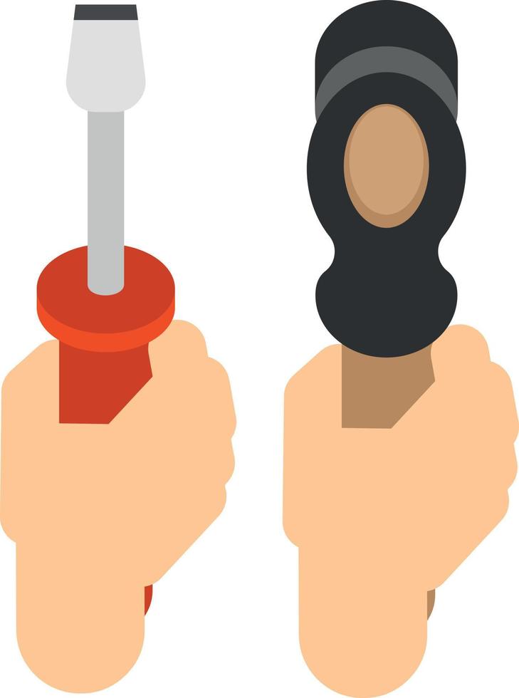 Vektor Bild von ein Schraubendreher und ein Hammer im Hände
