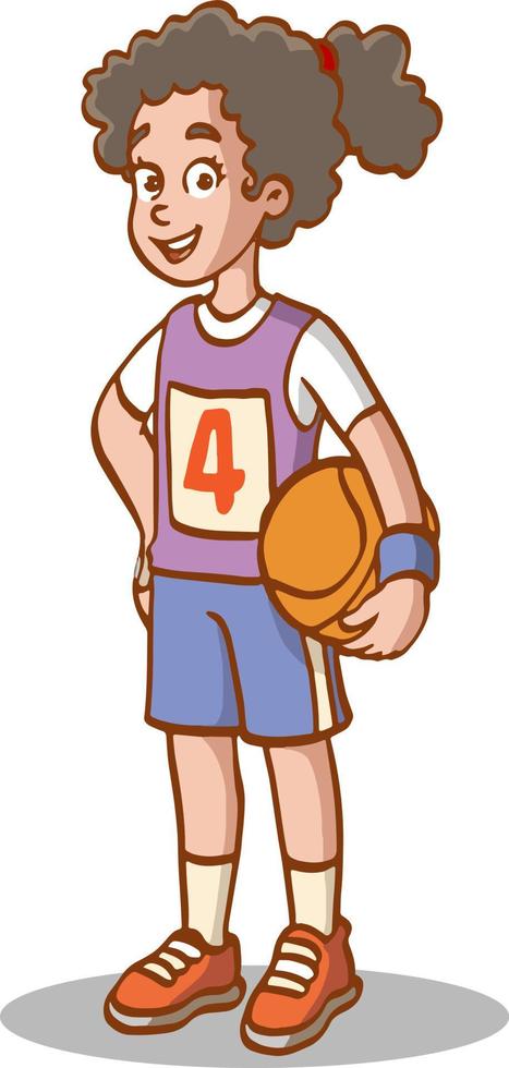 Mädchen spielen Basketball Vektor Illustration