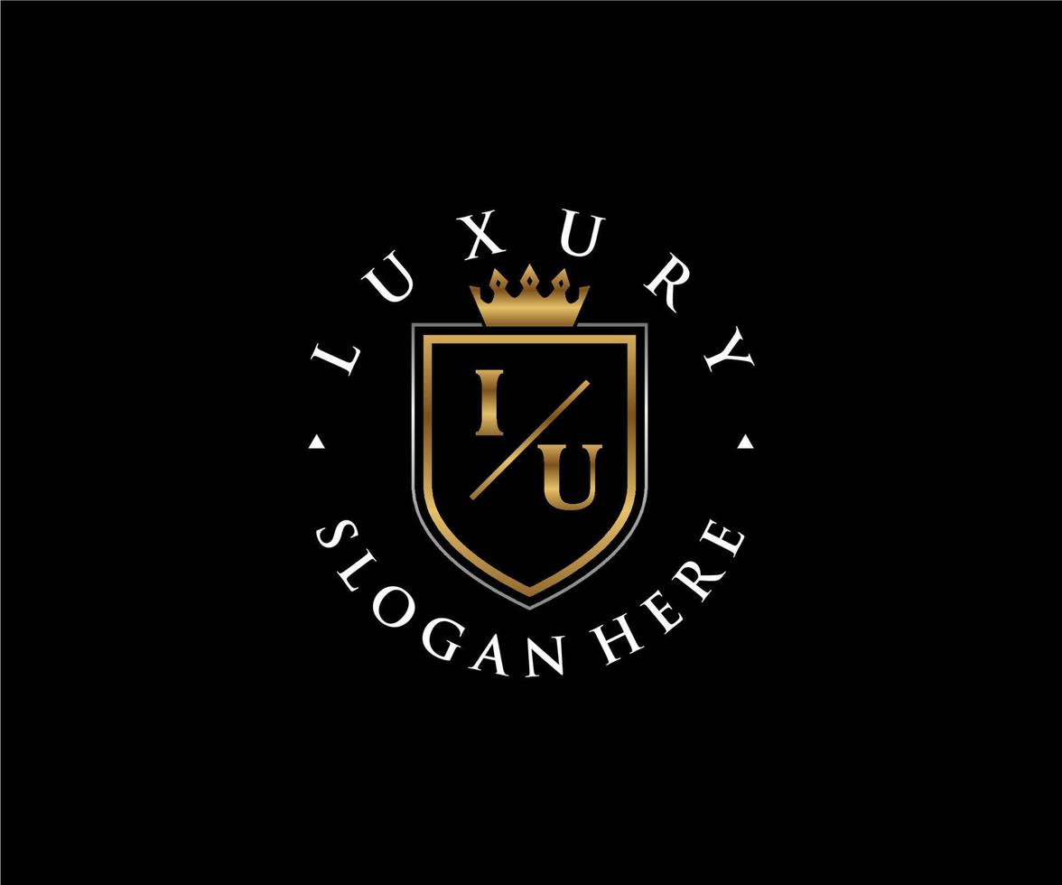 första iu brev kunglig lyx logotyp mall i vektor konst för restaurang, kungligheter, boutique, Kafé, hotell, heraldisk, Smycken, mode och Övrig vektor illustration.
