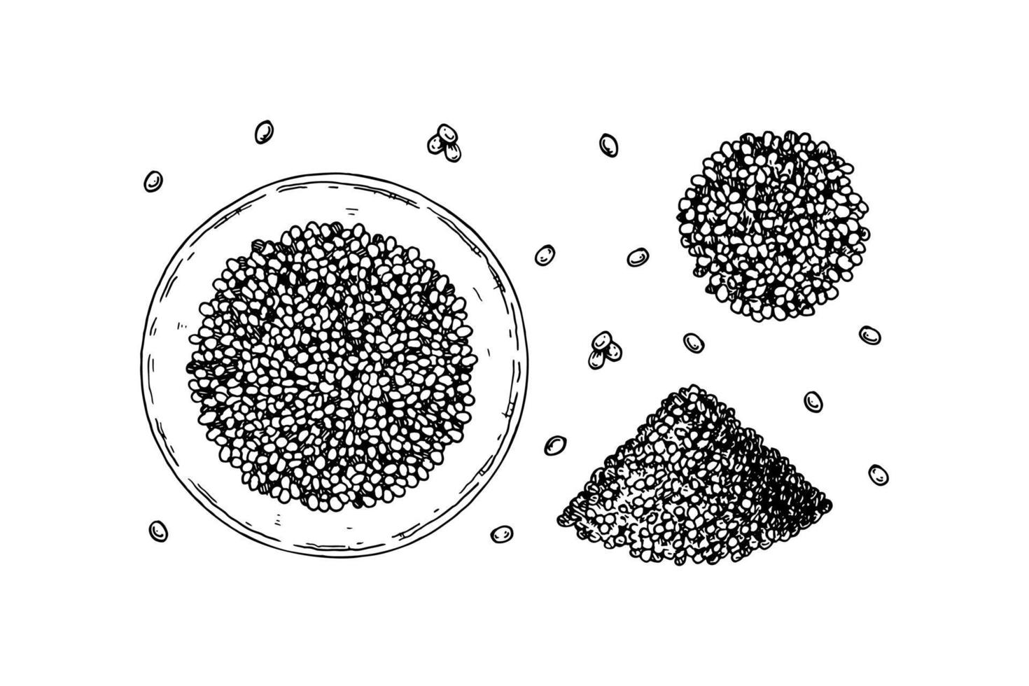 Satz von Hand gezeichneten Müsli-Design-Elementen lokalisiert auf weißem Hintergrund. Vektorillustration im Skizzenstil vektor