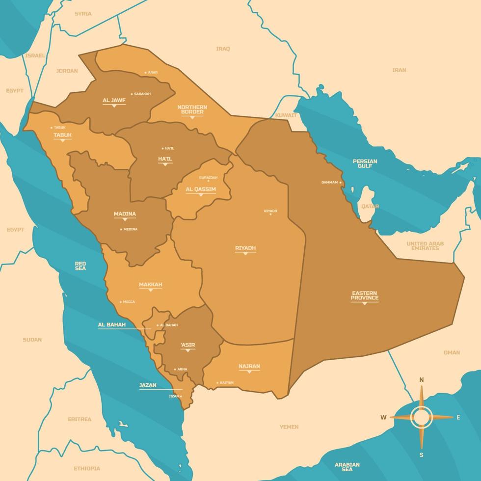 detaljerad saudi arabien Land Karta vektor