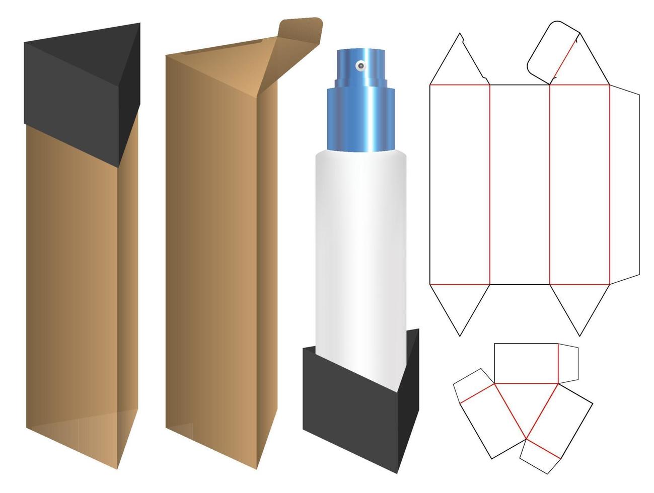 låda förpackning stansad mall design. 3d mock-up vektor