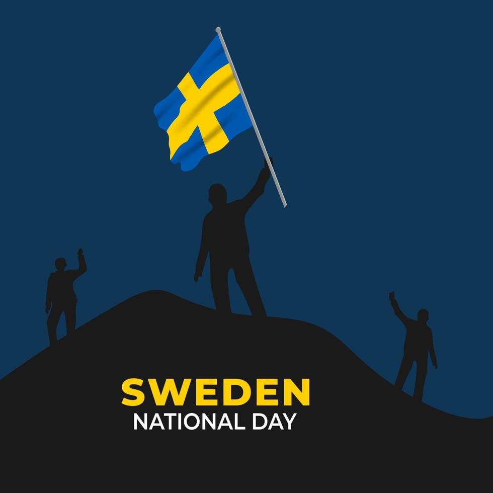 sveriges nationaldag. firades årligen den 6 juni i sverige. glad nationell helgdag av frihet. svensk flagga. vektor