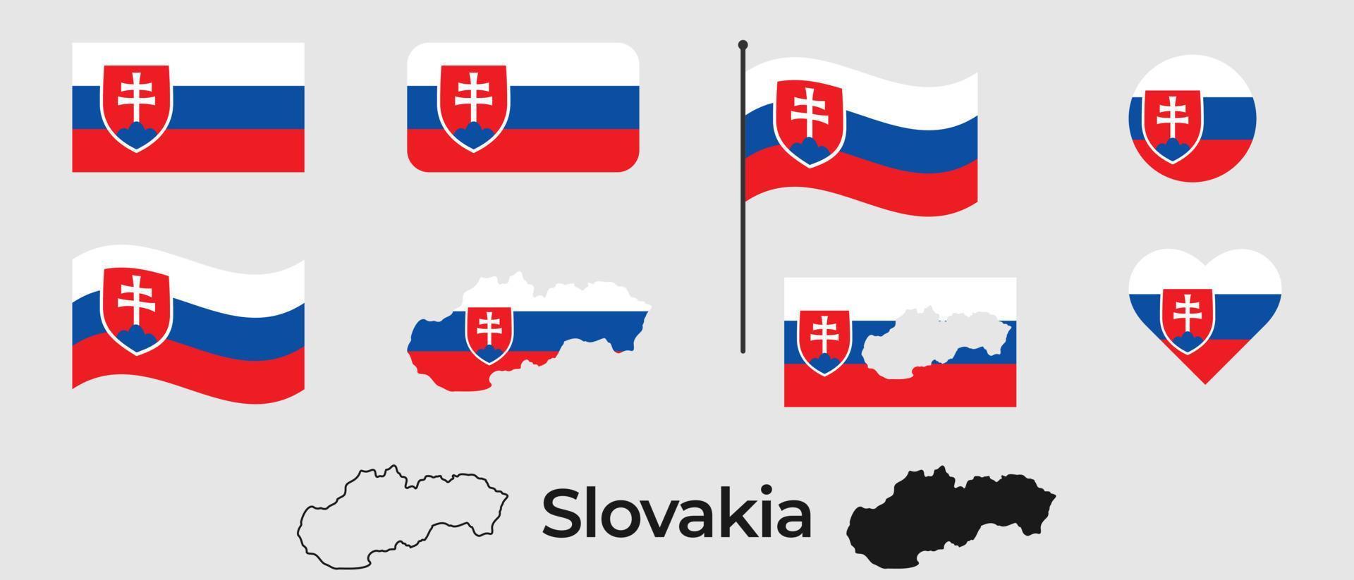 flagga av slovakien. silhuett av slovakien. nationell symbol. vektor