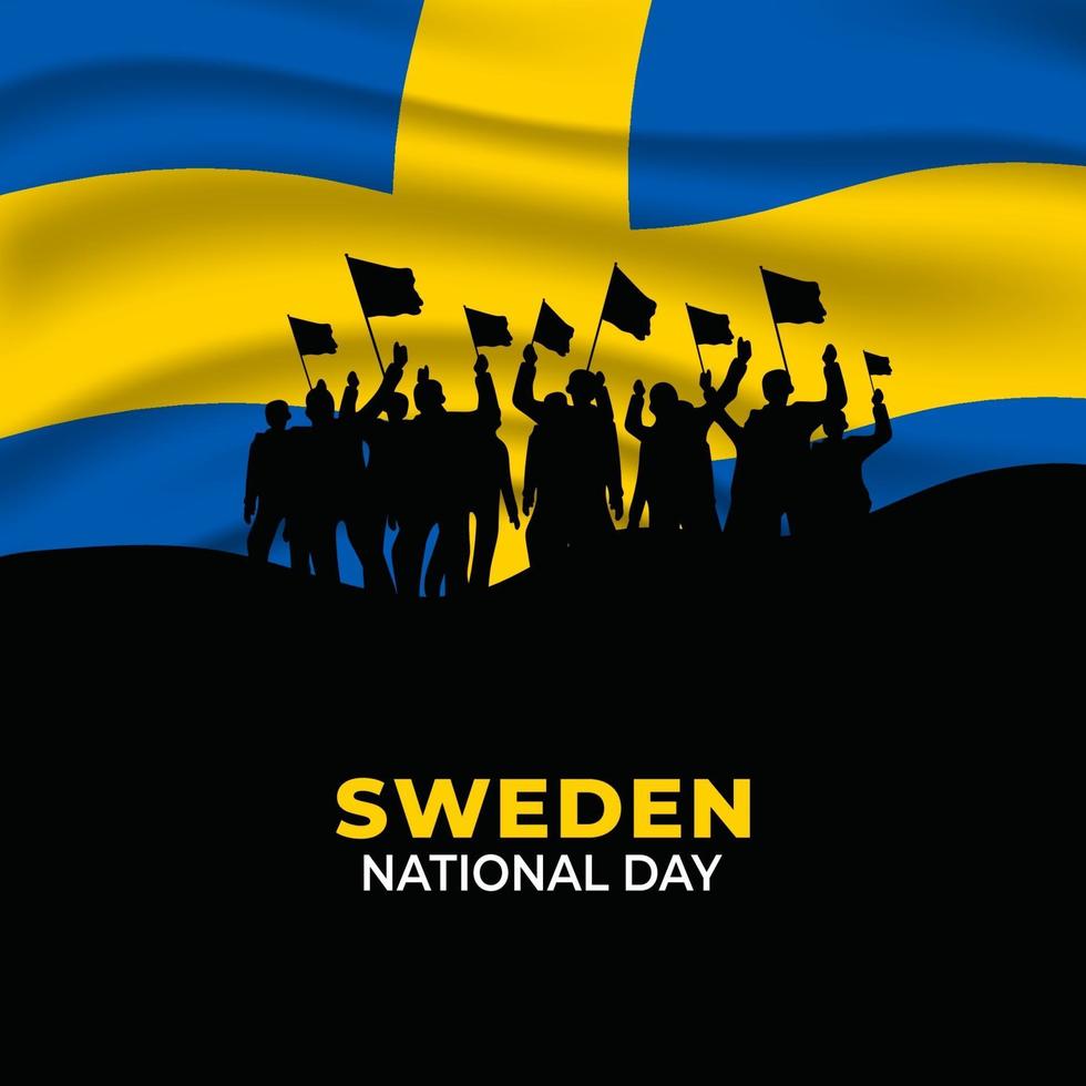 sveriges nationaldag. firades årligen den 6 juni i sverige. glad nationell helgdag av frihet. svensk flagga. vektor