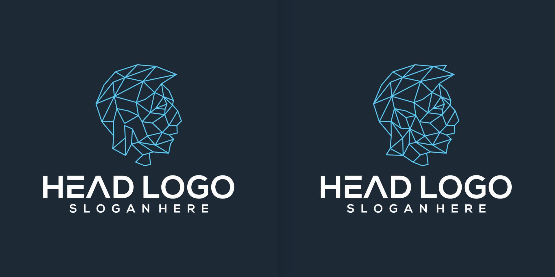 Digital abstrakt Mensch Kopf Technologie Logo Design Inspiration Sammlung vektor