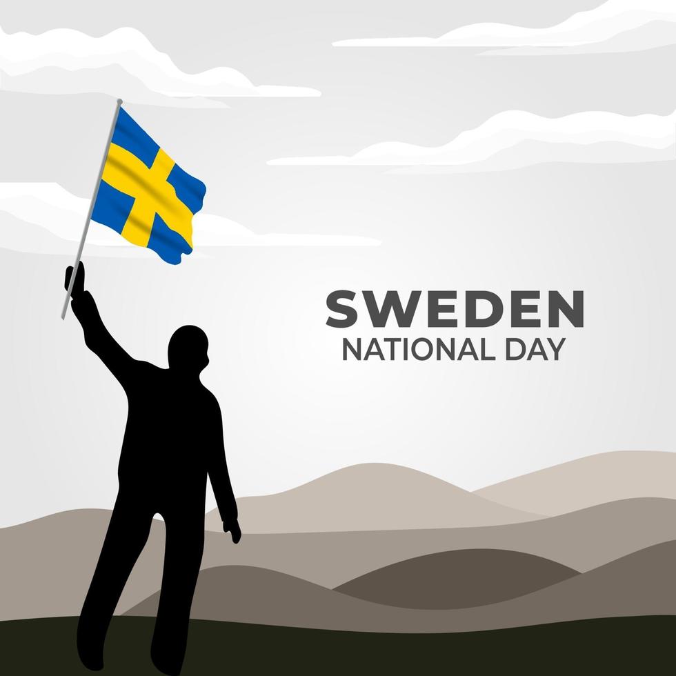 sveriges nationaldag. firades årligen den 6 juni i sverige. glad nationell helgdag av frihet. svensk flagga. vektor