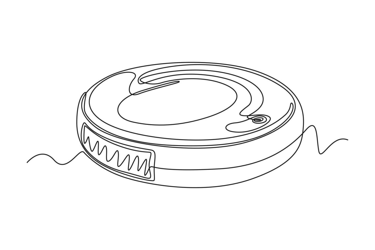 kontinuerlig ett linje teckning robot golv Vakuum. Hem apparater begrepp. enda linje dra design vektor grafisk illustration.