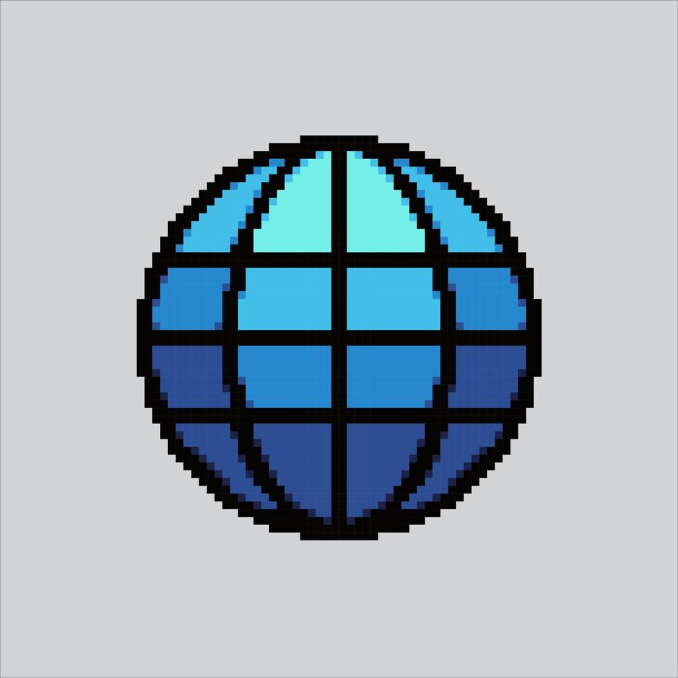 Pixel Kunst Illustration Netz Symbol. pixelig Webseite Symbol. Globus Webseite Symbol pixelig zum das Pixel Kunst Spiel und Symbol zum Webseite und Video Spiel. alt Schule retro. vektor