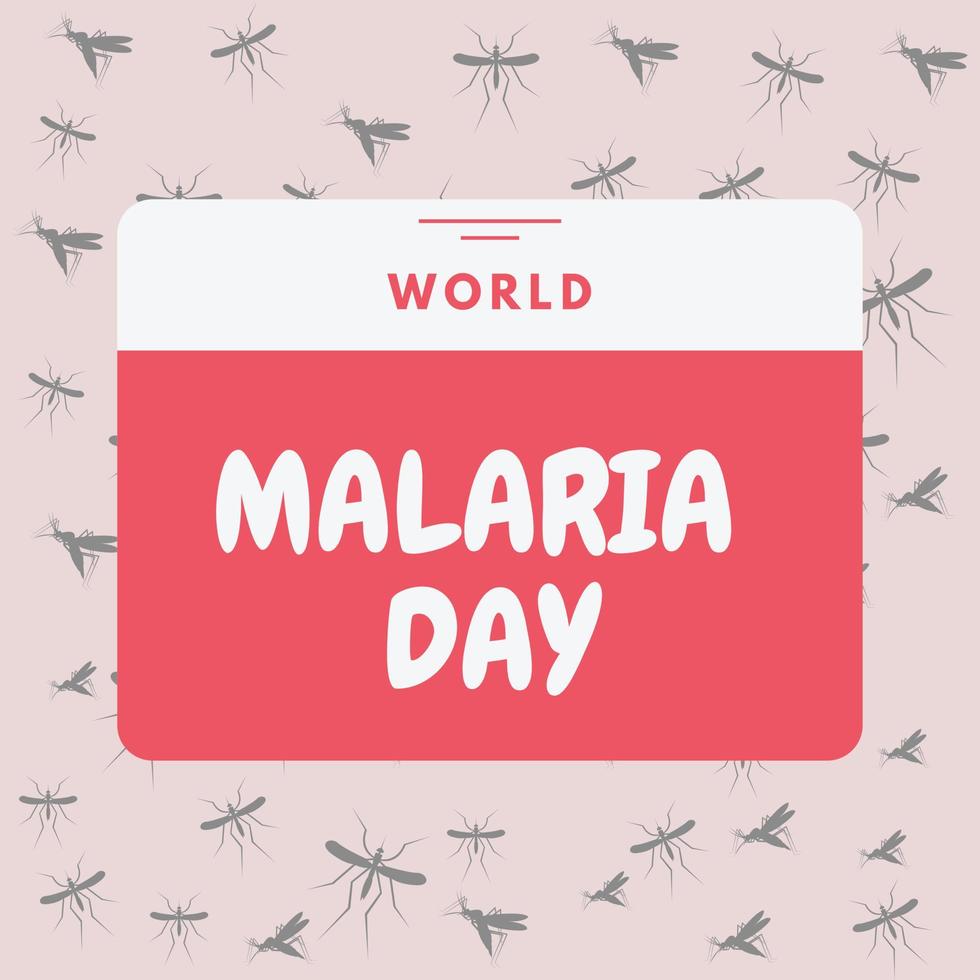 en röd och vit kalender den där säger värld malaria dag. vektor