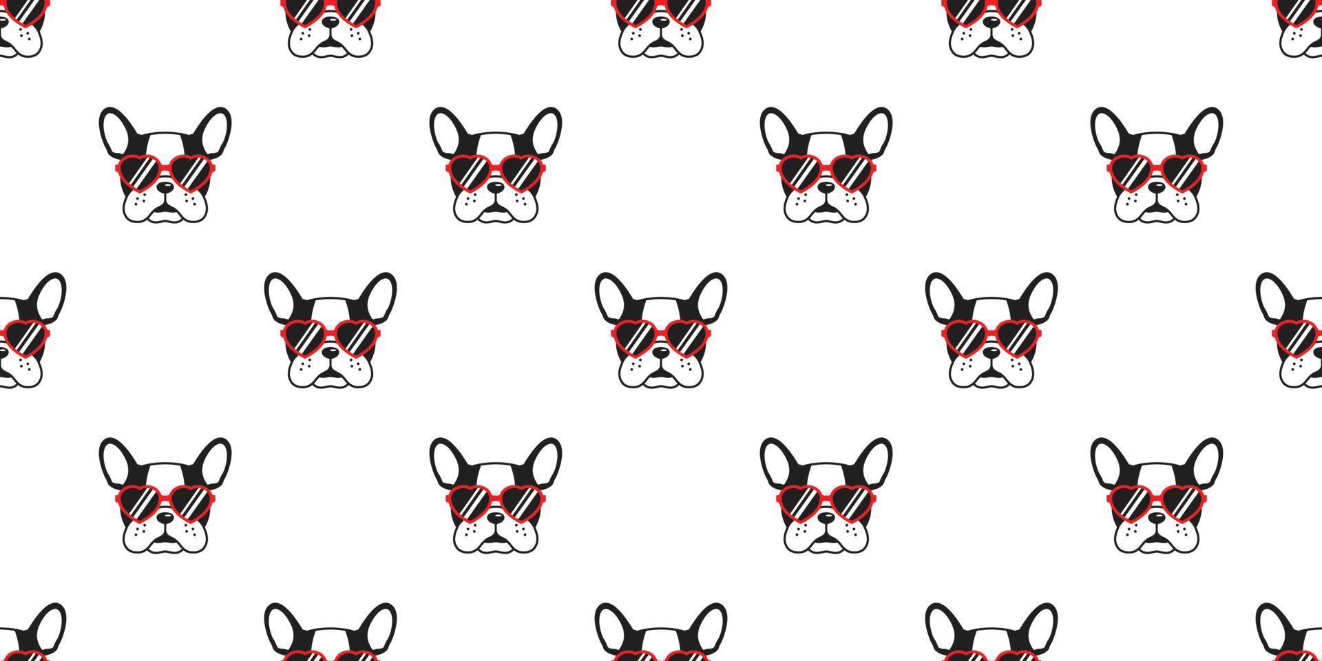 Hund nahtlos Muster Vektor Französisch Bulldogge Mops rot Sonnenbrille Brille Symbol isoliert Hintergrund Hintergrund Illustration