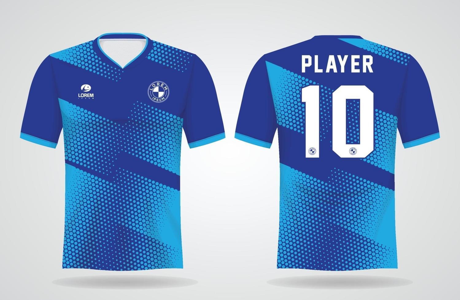 blaue Sporttrikotschablone für Mannschaftsuniformen und Fußball-T-Shirt Design vektor