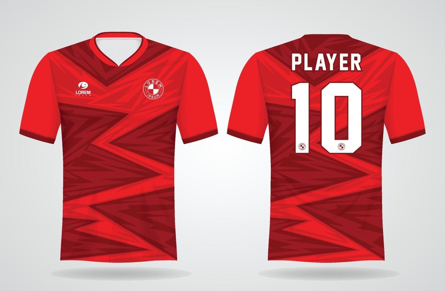 rote Sporttrikotschablone für Mannschaftsuniformen und Fußball-T-Shirt Design vektor
