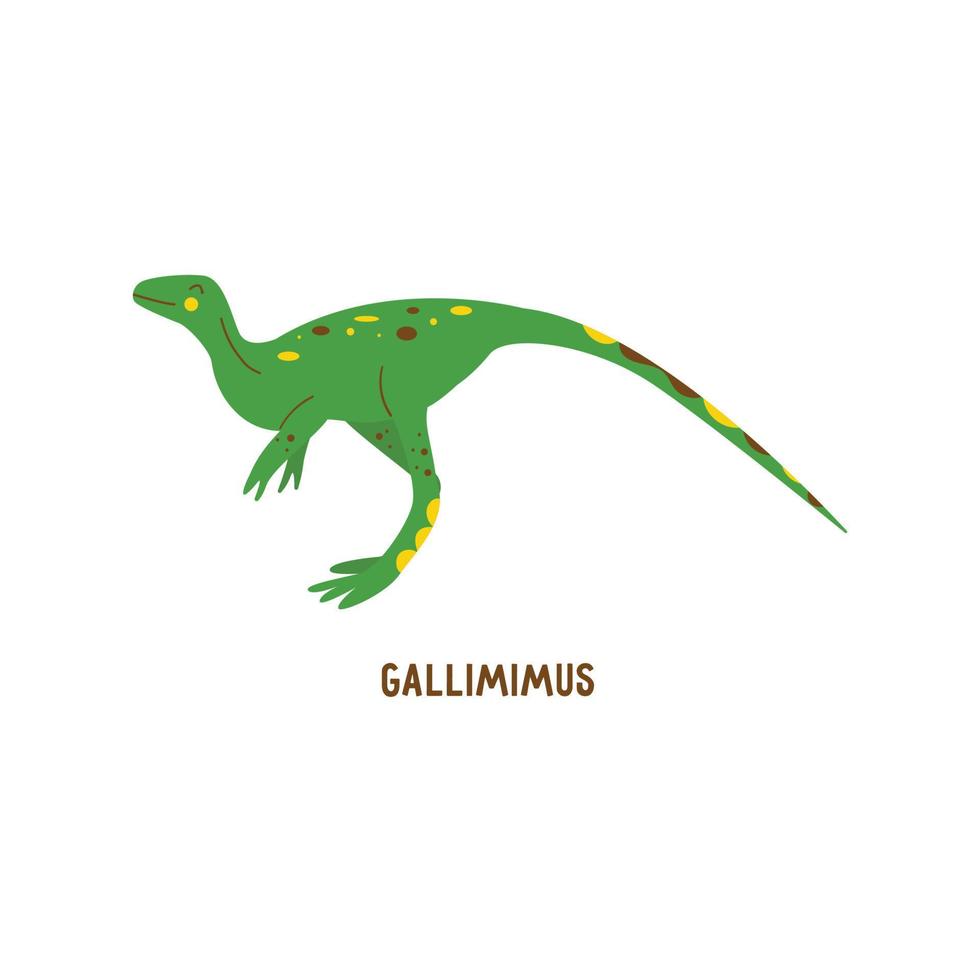 dinosaurie gallimimus. djur- vektor isolerat hand dragen