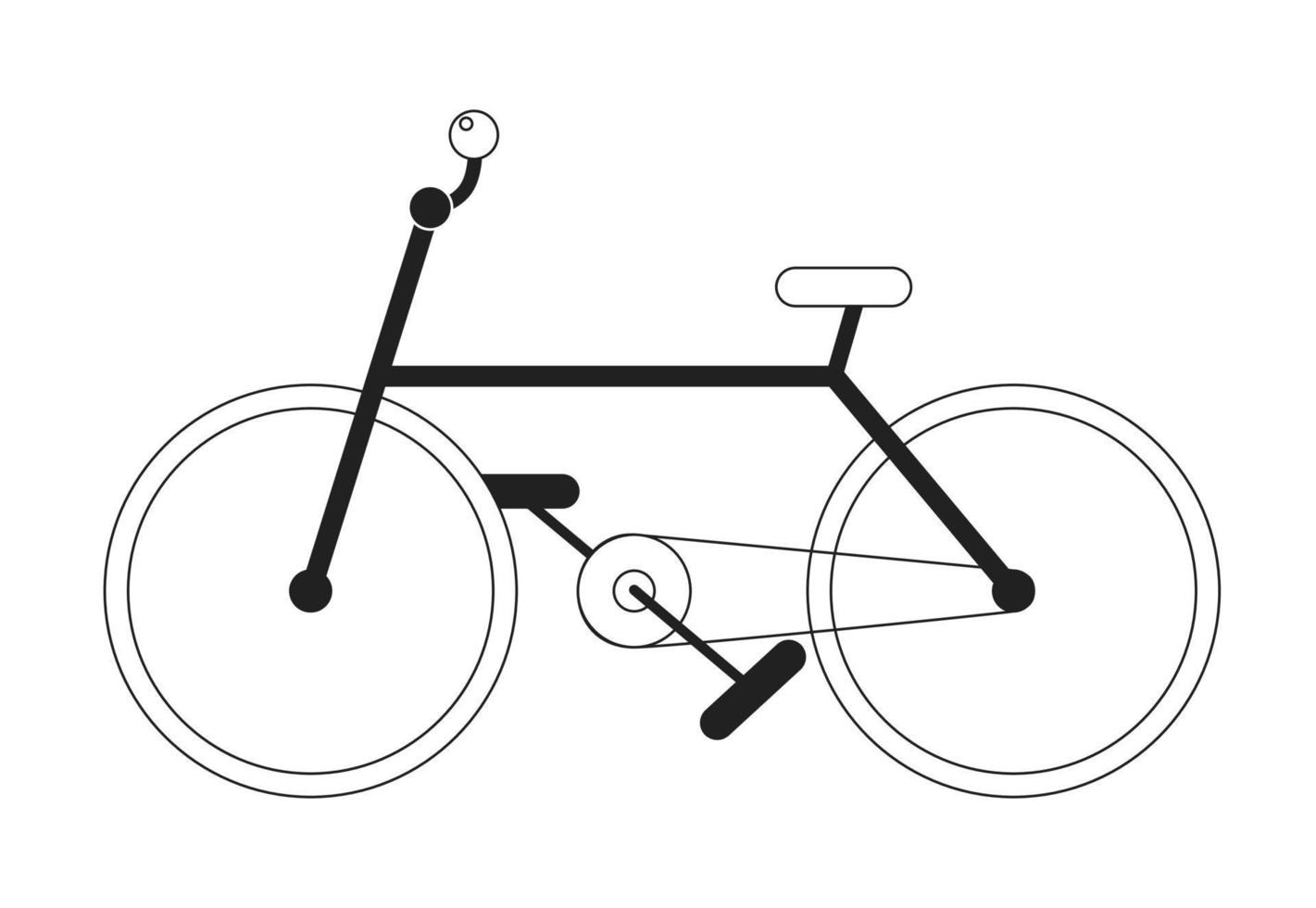 väg cykel enfärgad platt vektor objekt. trampa cykel för fritid cykling. berg cykel. redigerbar tunn linje ikon på vit. enkel bw tecknad serie fläck bild för webb grafisk design, animering