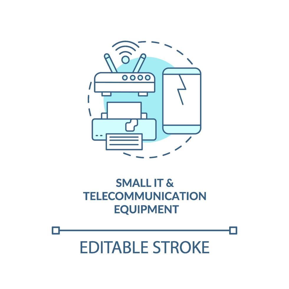 liten it och telekommunikationsutrustning konceptikon vektor