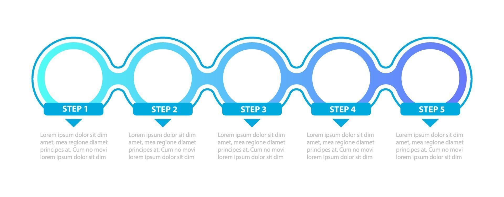 blau gefärbte Kreise Schritte Vektor Infografik Vorlage