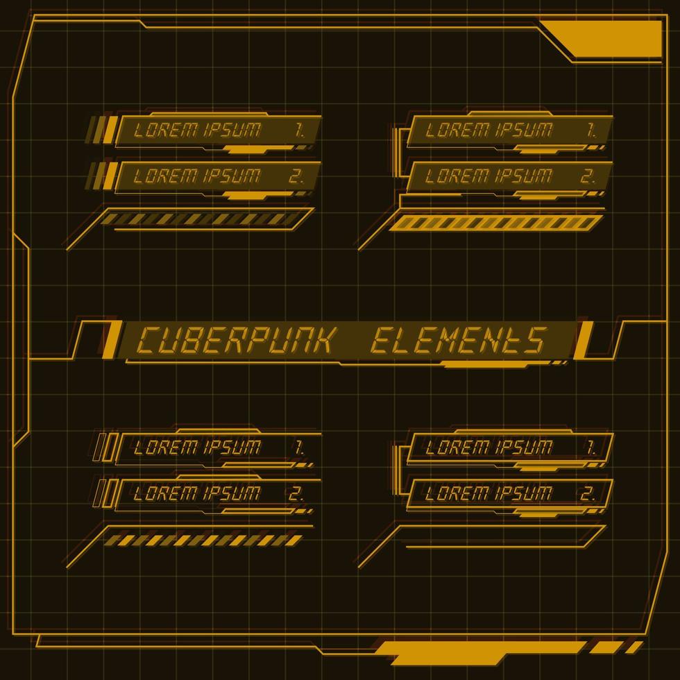 scifi trogen kontrollera panel samling av hud element gui vr ui design cyberpunk retro stil. vektor