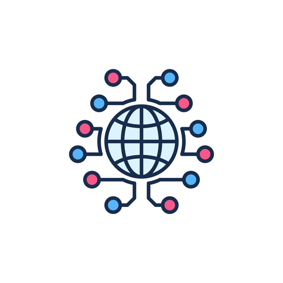 Globus mit neural Netzwerk Vektor global Gehirn farbig Symbol