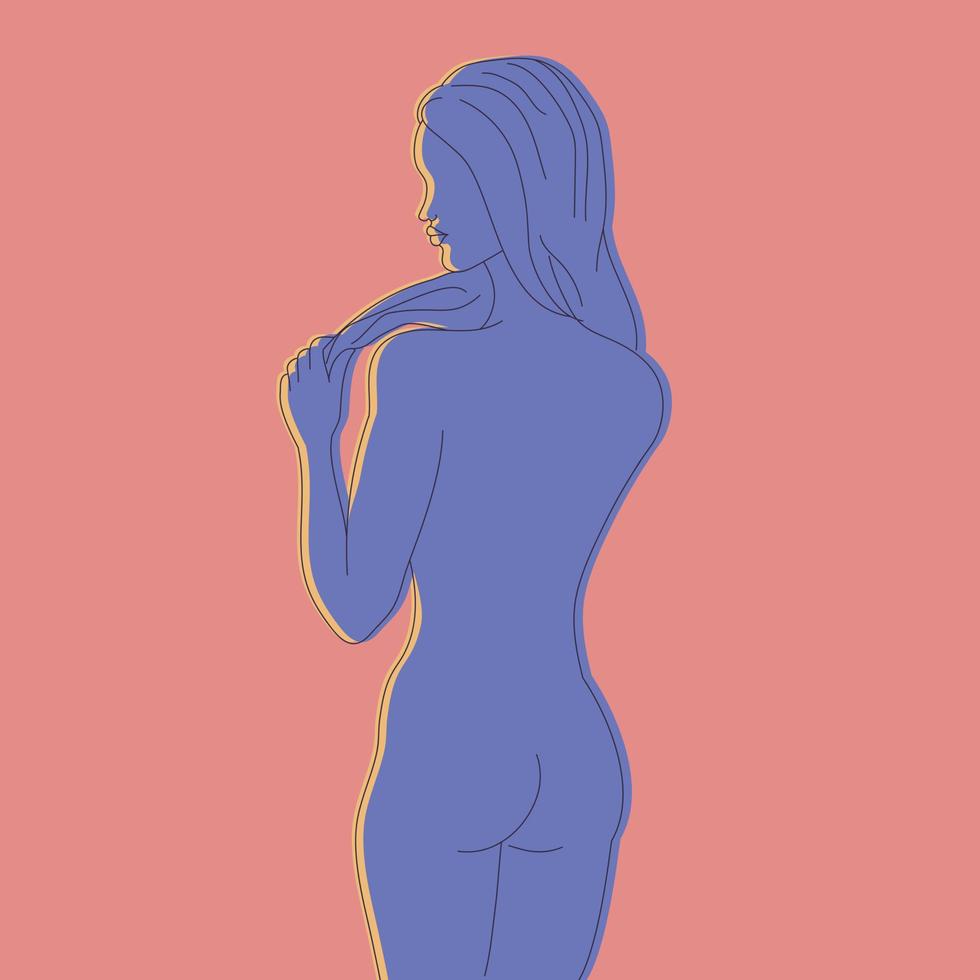 abstrakt kvinna silhuett belyst förbi de ljus på rosa bakgrund. abstrakt kvinnor skönhet. kvinna kropp och kvinnlighet. vektor konst