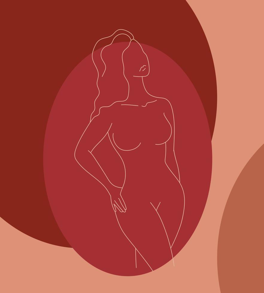 abstrakt weiblich Silhouette auf ein Hintergrund von verschiedene Formen. abstrakt Frauen Schönheit. weiblich Körper und Weiblichkeit. Vektor Kunst