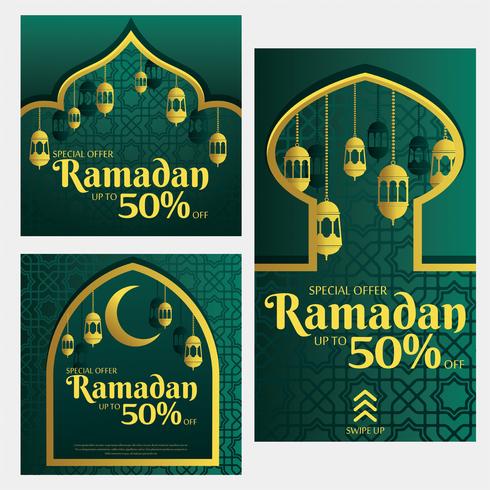 Instagram Ramadan-Verkaufs-Schablonen-Vektor-Satz vektor