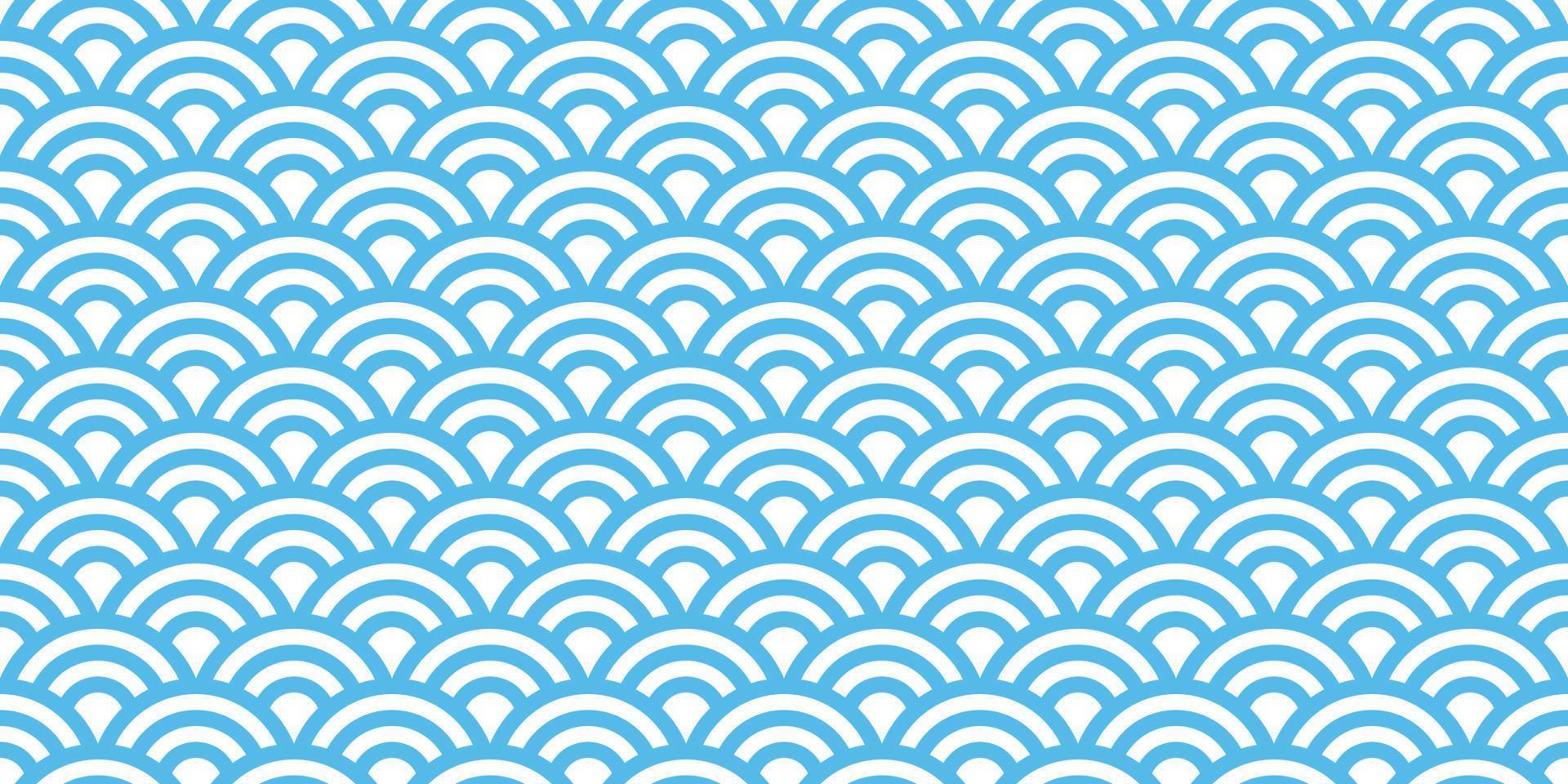 Japan Welle nahtlos Muster Vektor Ozean Linie isoliert Hintergrund Hintergrund Blau