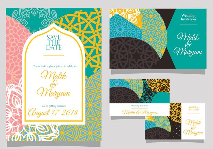 Bröllopsinbjudan med islamisk stil vektor