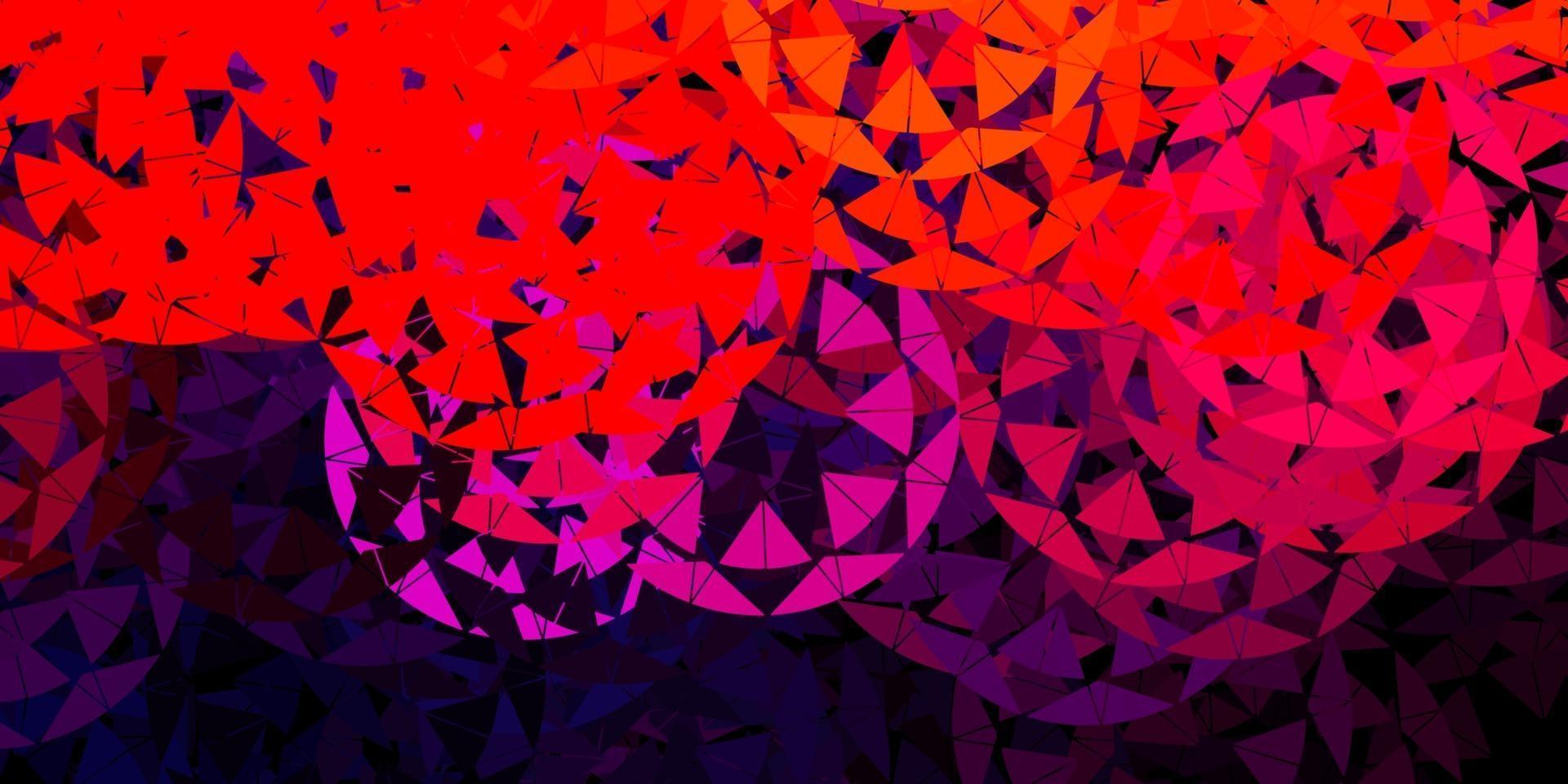 mörkrosa, röd vektorbakgrund med trianglar, linjer. vektor