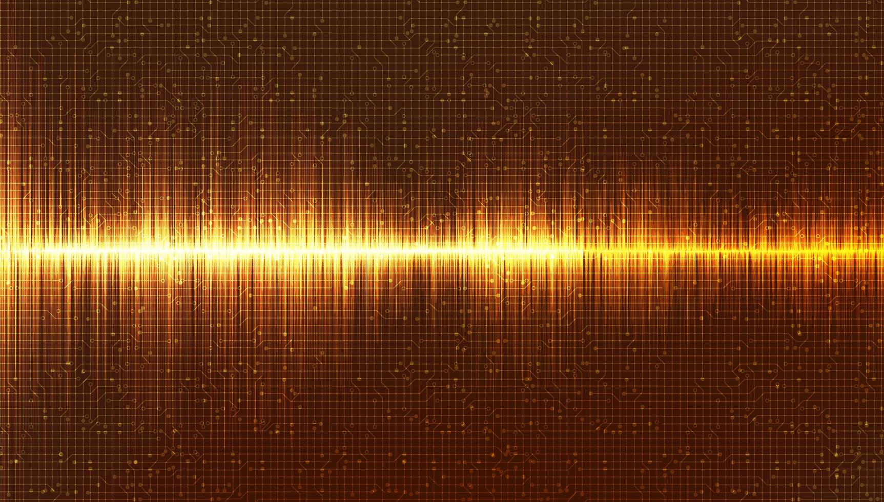 Gold digitaler Schallwellenhintergrund, Musik- und Hi-Tech-Diagrammkonzept, Entwurf für Musikstudio und Wissenschaft, Vektorillustration. vektor
