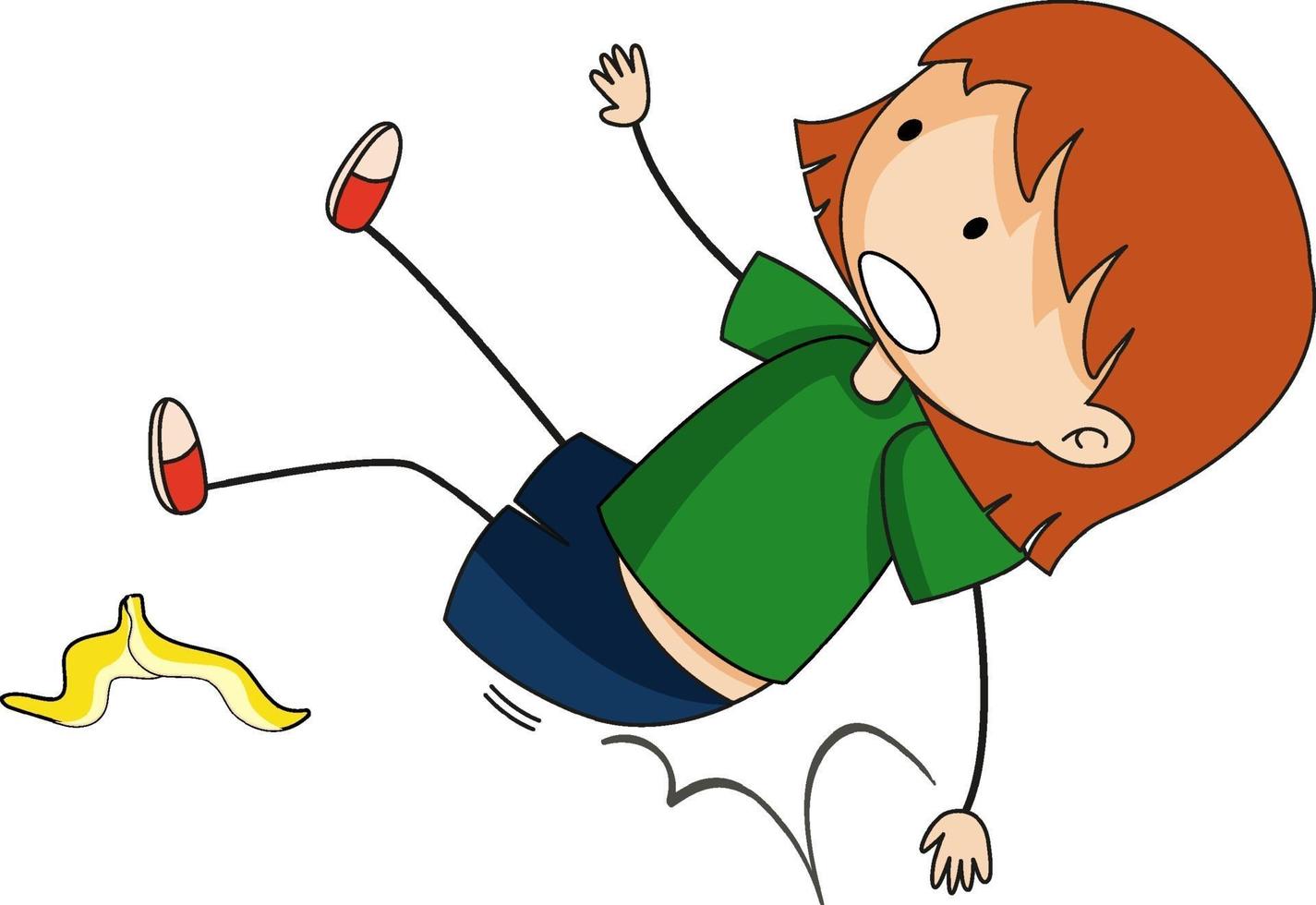 Gekritzel-Zeichentrickfigur eines Mädchens, das herunterfällt vektor