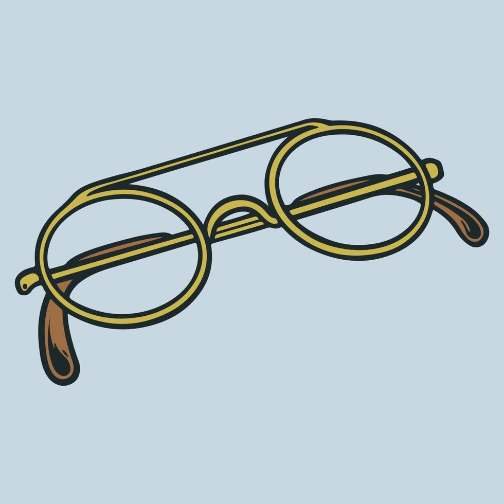 Hand gezeichnete Brille Vektor-Illustration. Retro-Hipster-Stil. männliche und weibliche Brille isolierte Mode-Vintage-Gravur-Skizze. Straße alte Brillen. optisches Shop-Logo-Symbol-Vorlagenkonzept vektor