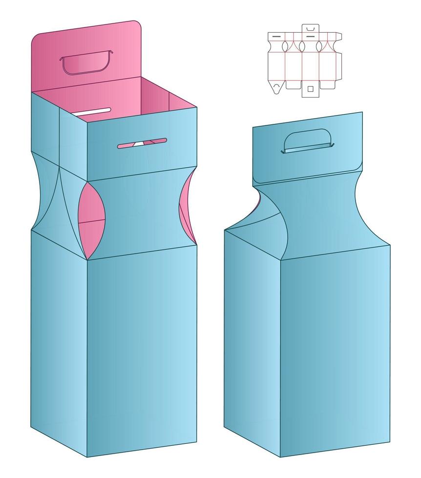 Box Verpackung gestanzte Vorlage Design. 3D-Modell vektor