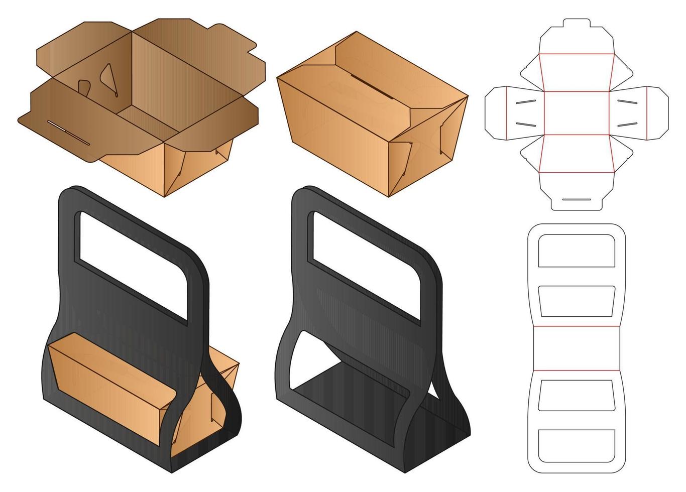 låda förpackning stansad mall design. 3d mock-up vektor