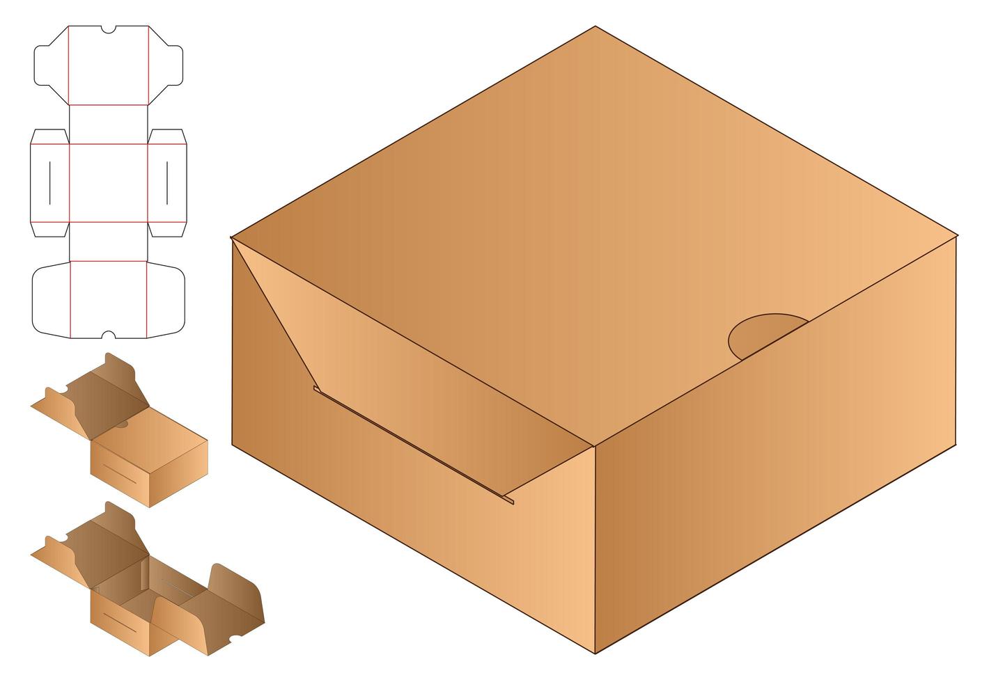 Box Verpackung gestanzte Vorlage Design. 3D-Modell vektor